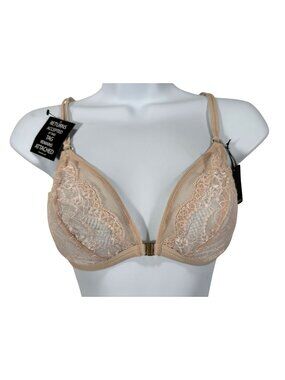 BeMe Womens Lace Bralette M/M Beige Adjustable Straps Nylon Blend Elegant Design